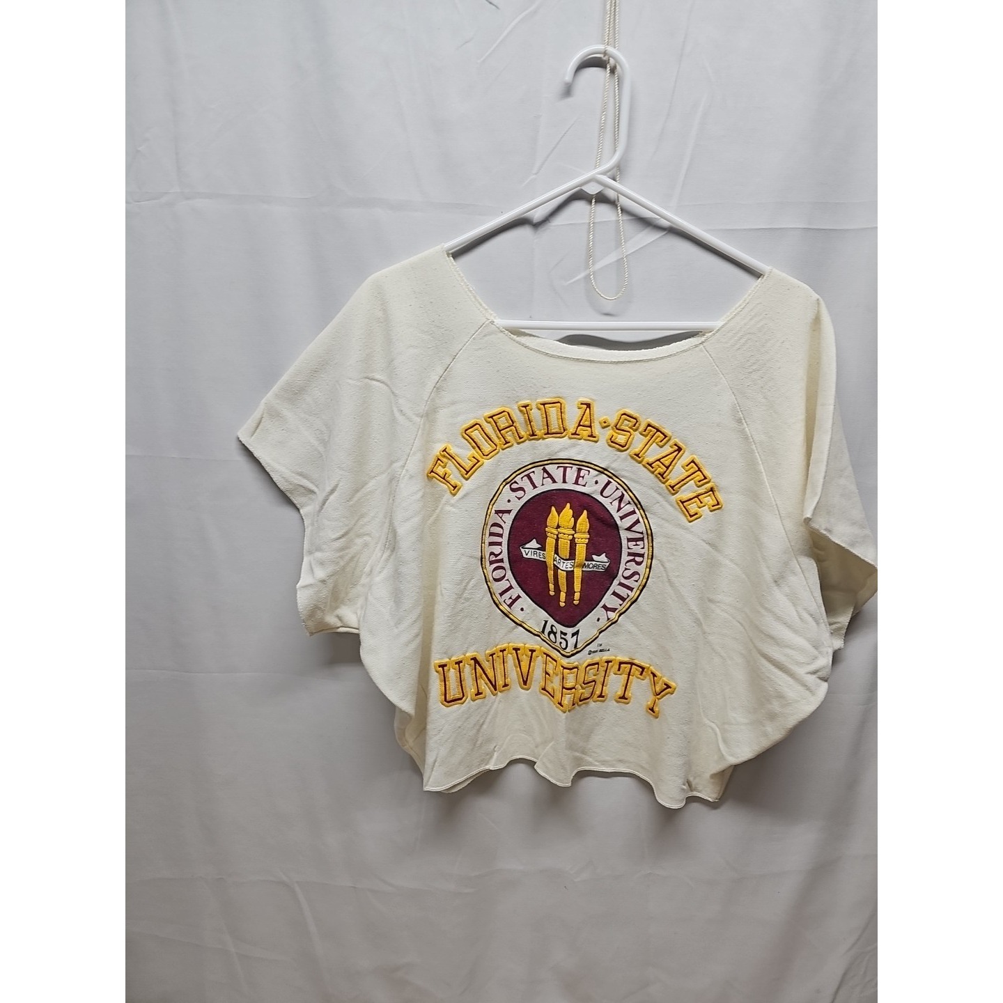 Rella Women White Vintage 90s Florida State Fsu Bodybuilding Crop Shirt One Size — image 3 of 8